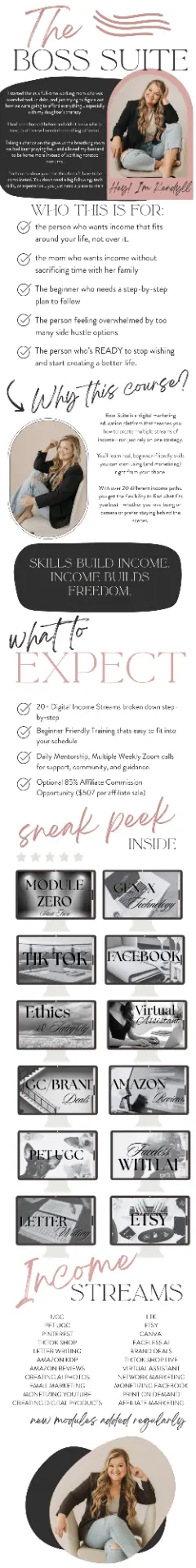 Example Canva sales page: The Boss Suite, top half